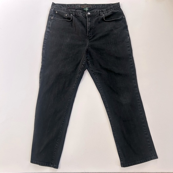 Dark/ Black Wash Ralph Lauren Straight Leg Jeans Size 16 - Picture 7 of 12